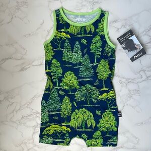 Rags To Raches Baby Arbor Day Trees Peek-A-Booty‎ Romper Size 9-12 months NWT